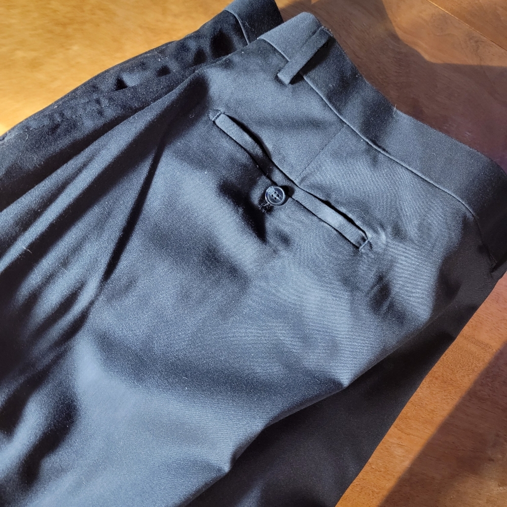 Mens Italian made 100% wool shell black 48" dress pants